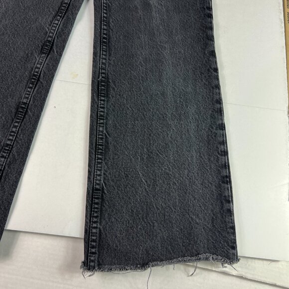 Zara Jean Women 25x29* High Rise Wide Leg Black Faded Raw Bottom Hem Denim Tag 2 - Picture 5 of 16